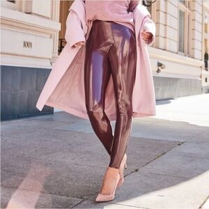 NWT Spanx Faux Patent Leather Leggings Ruby Size L